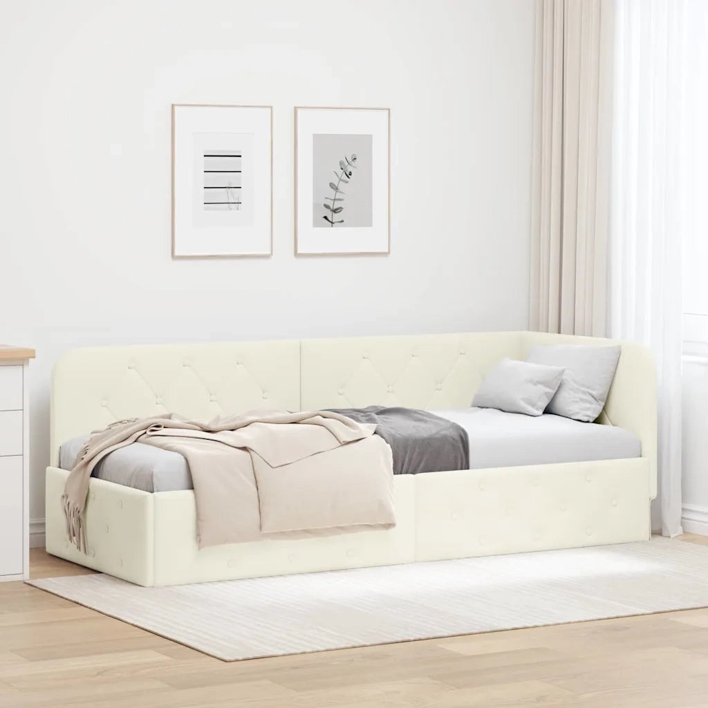 Cornice del letto ad angolo Crema 80 x 200 cm Velluto 42016520