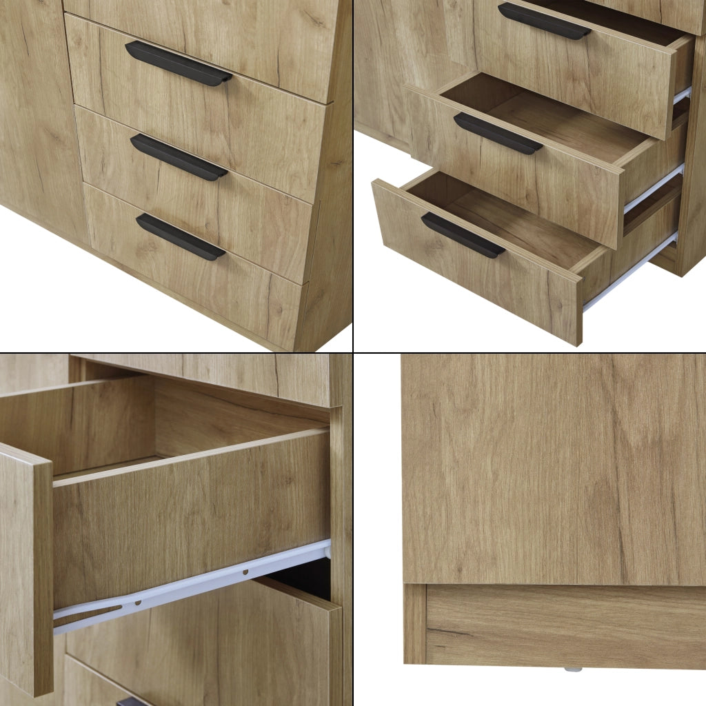 Armadio Guardaroba Eiselfing con Scomparti e Cassetti 176 x 80 x 52 cm Effetto Rovere [en.casa]