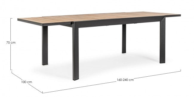 Tavolo da Giardino Allungabile in Alluminio Effetto Legno - SEAFARER