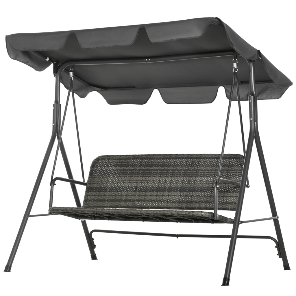 Dondolo da Giardino 3 Posti con Tettuccio ¨C Xylo ¨C Rattan PE Grigio Scuro 167x112x153cm
