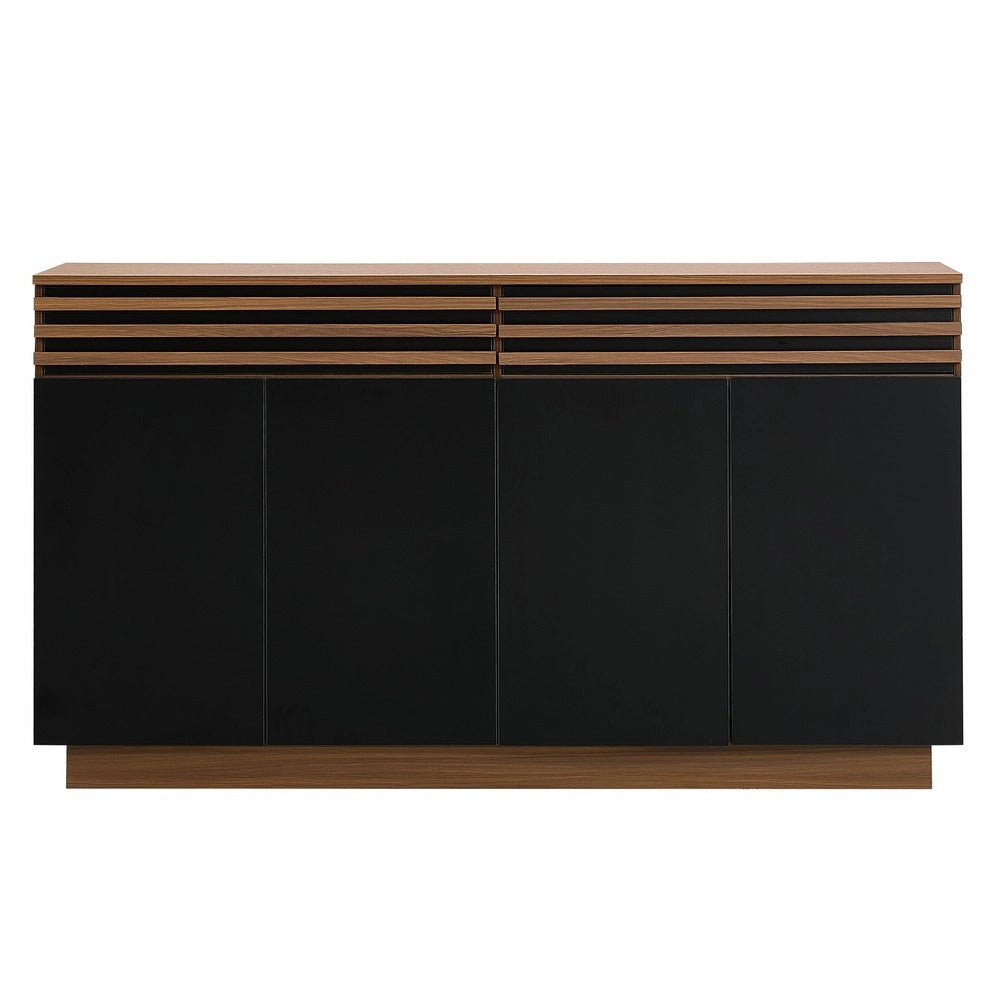 Credenza moderna ¨C MINIMAL ¨C Marrone, ante nere, 2 cassetti, 150x40x85