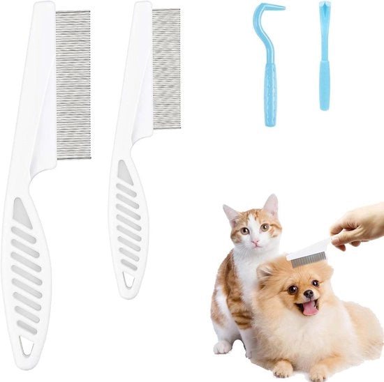 Strumenti per pulizia e rimozione di parassiti - Spazzola per pulizia con denti sottili - Rimozione di macchie di sangue - Strumenti di pulizia miracolosi per capelli di animali domestici per gatti e cani - 2 pezzi