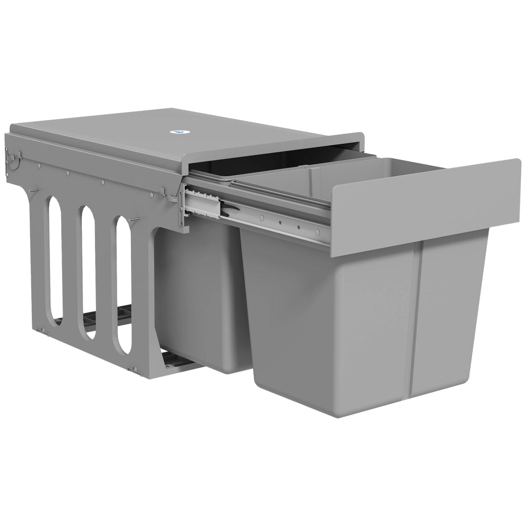 Cestino Sottolavabo Estraibile con 2 Contenitori 30L ¨C zephmum ¨C Grigio Chiaro 60x45x45 cm