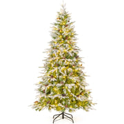 Albero di Natale artificiale pre-luminoso 190cm con rami articolati e 765 punte, Albero di Natale foderato di neve-Alberi di Natale