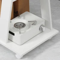 Carrello da Cucina Portavivande in Legno con 2 Ripiani e Ruote, 60x38x77cm, Bianco