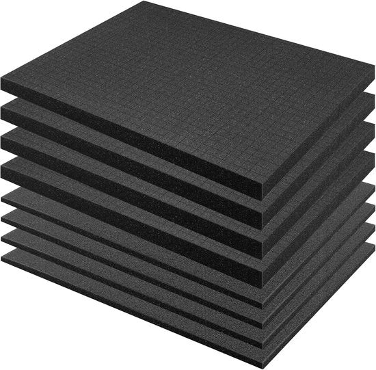 Raccordi di schiuma - cubetti di schiuma - 4 pezzi - 400 x 300 x 25 mm - 4 pezzi - 400 x 300 x 10 mm - attrezzo in scatola - scatola per macchina fotografica - schiuma - inlay per scatola - miniature - attrezzi