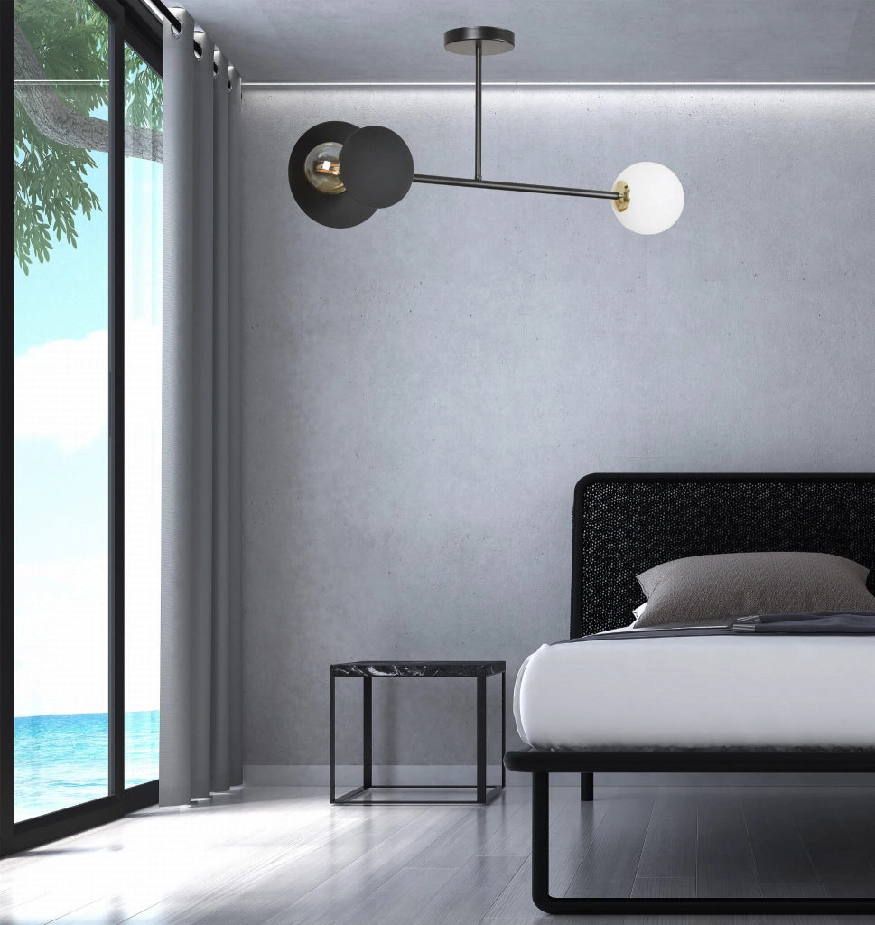 Lampada soffitto Emibig Minerva 2xE27 nera vetro 80cm