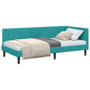 Letto singolo | Letto per adulti | Cornice del letto ad angolo Turchese 100 cm x 200 cm Velluto