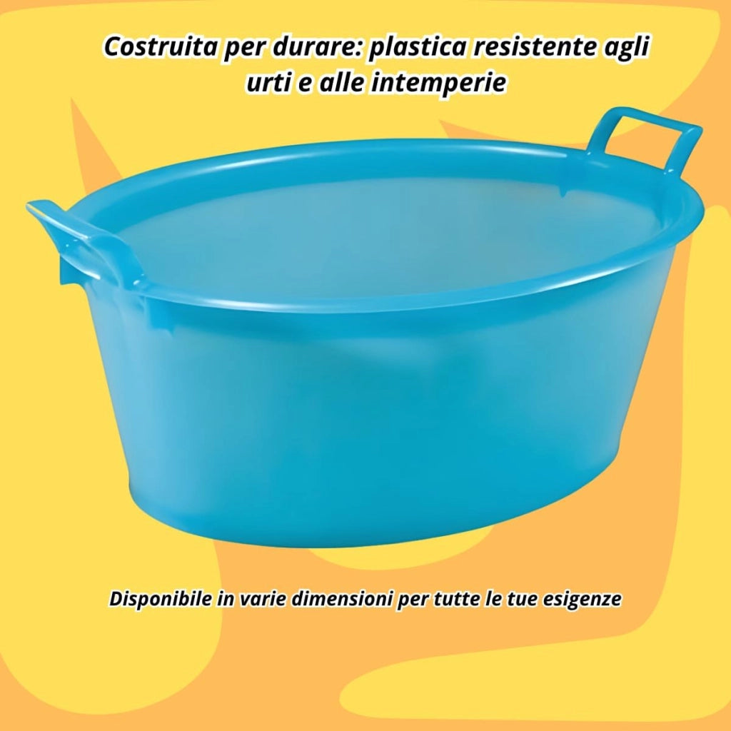Bacinella Bucato in Plastica Rigida Ovale 40 lt Ø 65cm