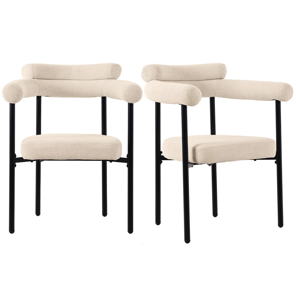 Poltrona moderna imbottita in tessuto scamosciato beige 70x62x84 cm; struttura in ferro