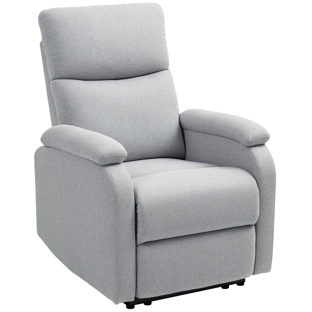 Poltrona Relax TV con funzione reclinabile, tessuto effetto lino, portata 150 kg, grigia