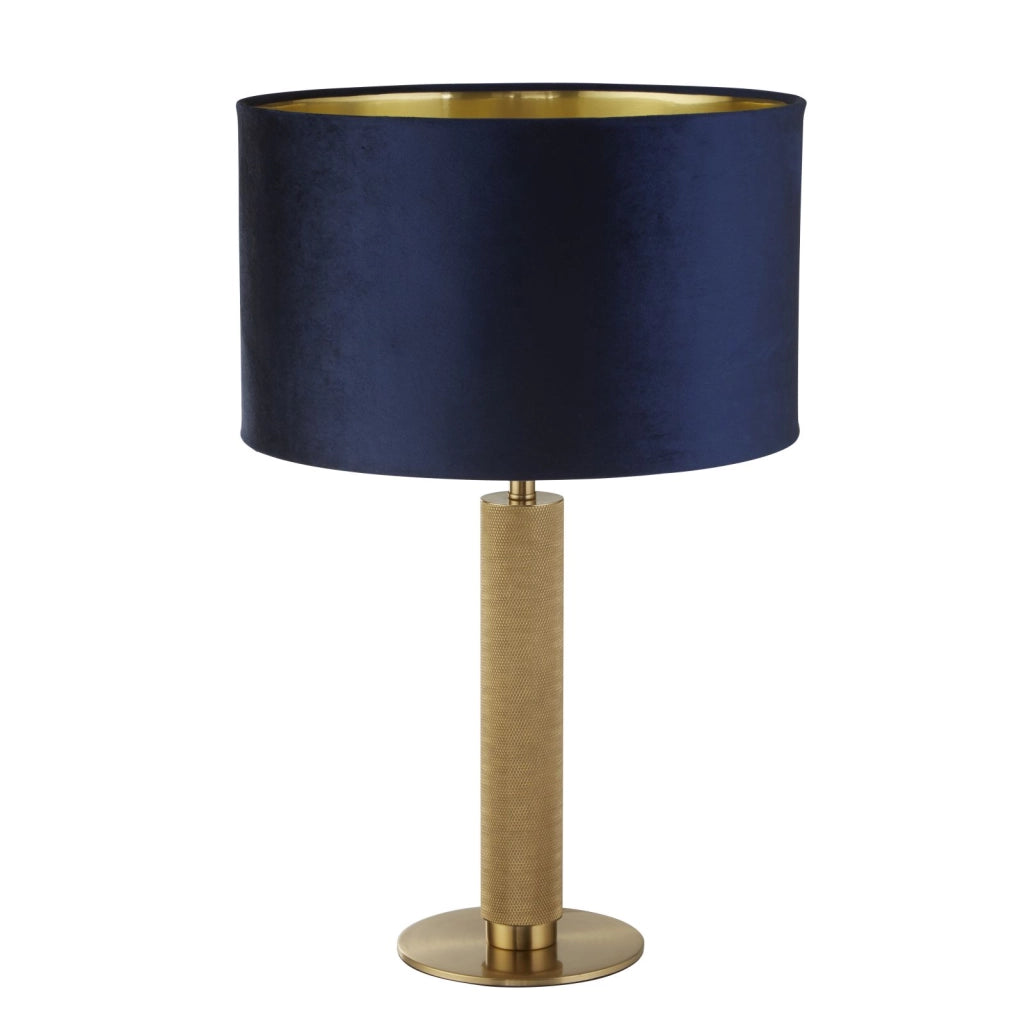 Lampada da tavolo London - Ottone zigrinato e paralume in velluto blu navy