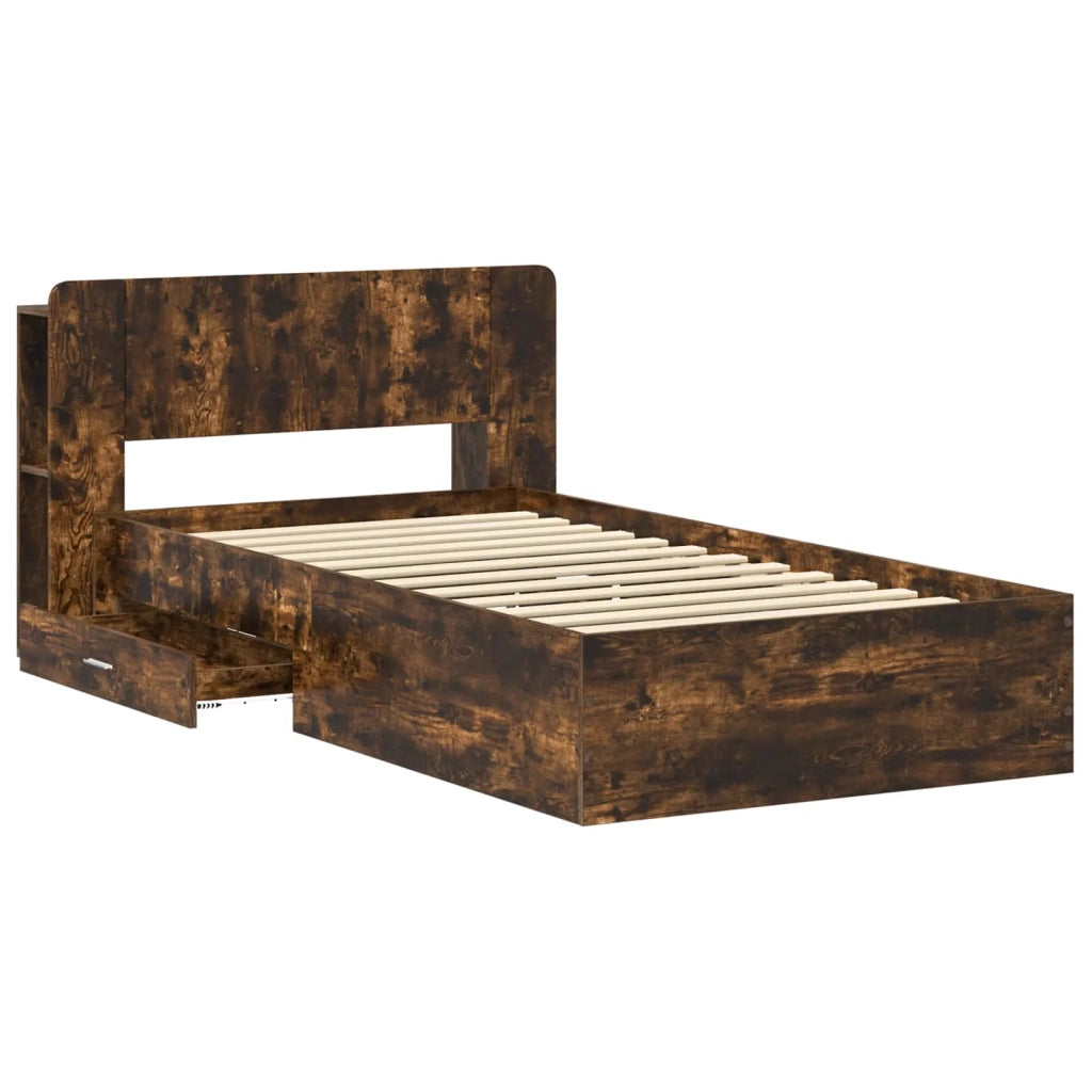 Telaio del letto con storage Rovere Fumo 75 x 190 cm