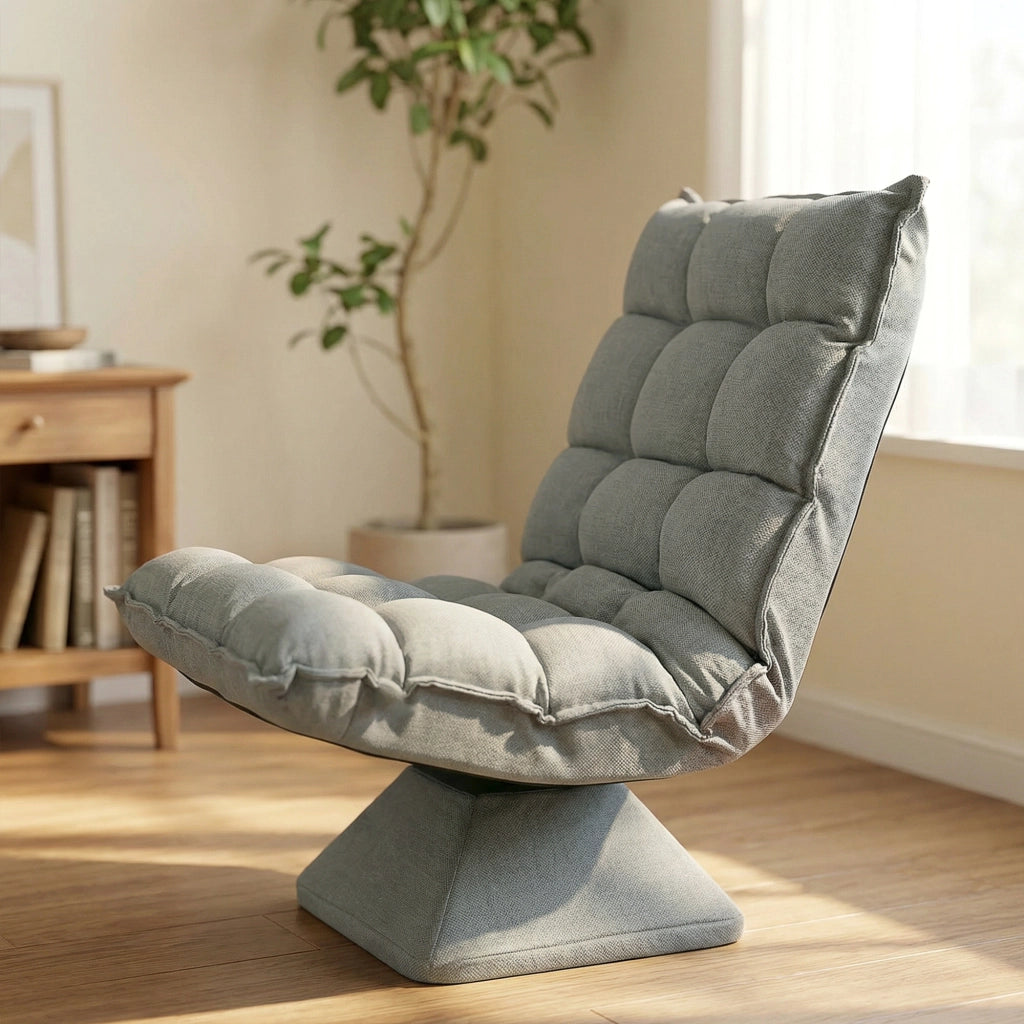 Poltrona Relax Girevole 360¡ã con Schienale Regolabile ¨C zephmum ¨C Tessuto Effetto Velluto Grigio Chiaro