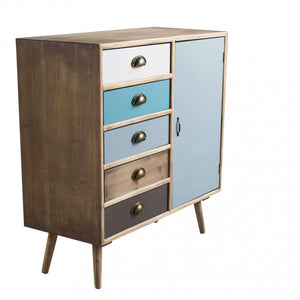 Mobiletto Levis 80x35x85 h cm in Legno Multicolor