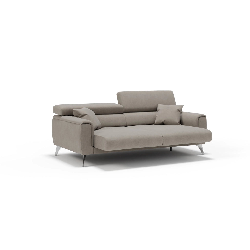 Caravaggio Divano con sedute allungabili e poggiatesta reclinabili in tessuto impermeabile T02 169 cm beige