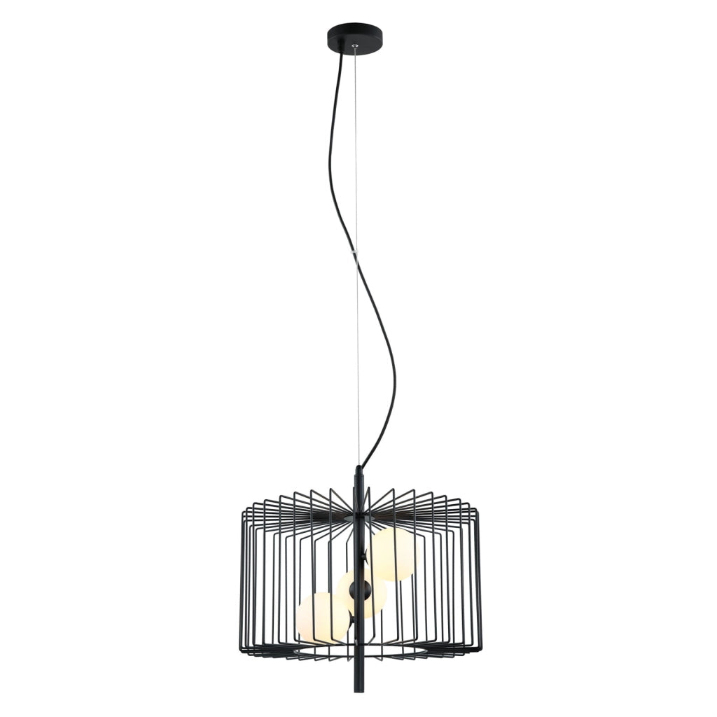 Lampadario Italux Daren moderno nero con vetro bianco 3xG9
