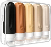 Set di 5 bocchelli in silicone per viaggio - Protezione contro le sostanze chimiche - BPA libero - Adatto per la valigia a mano 

 o 

Set di 5 bocchelli in silicone per viaggio - Protezione chimica - Senza BPA - Idoneo per la valigia a mano