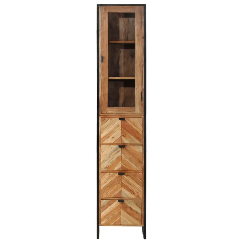 Mobile da Bagno 40x27x190 cm in Ferro e Legno Massello Acacia 3217118
