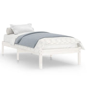 Letto singolo | Letto per adulti | Giroletto Bianco in Legno Massello di Pino 100x200 cm