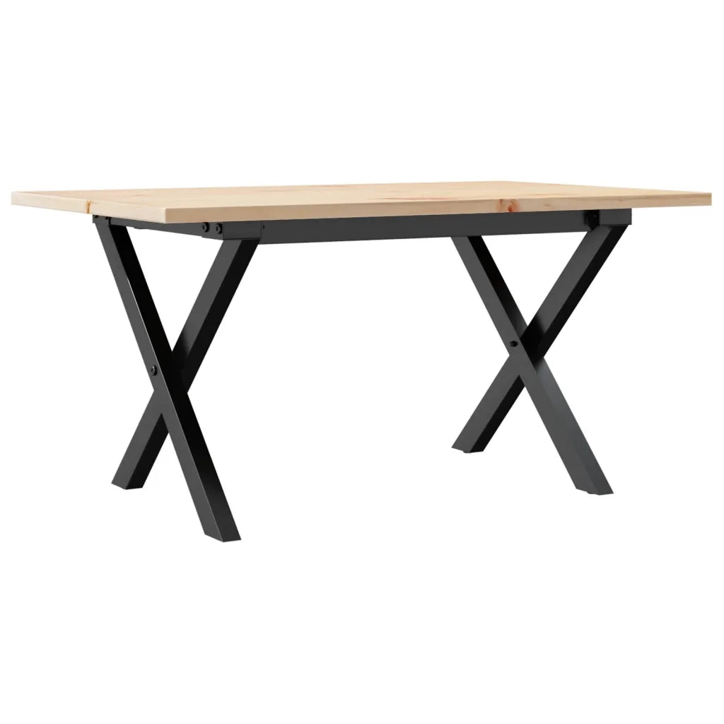 Tavolino da Salotto Telaio a X 80x50x40 cm Legno Pino e Acciaio