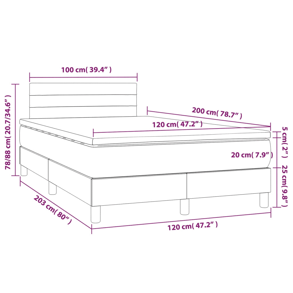 Giroletto a Molle con Materasso Tortora 120x200 cm in Tessuto 3140685