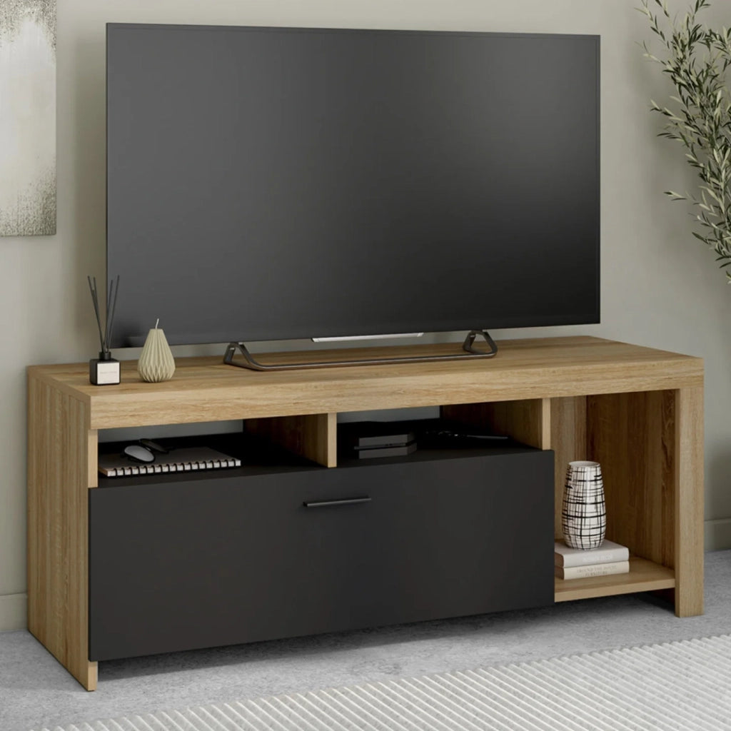 IDMarket - Mobile TV MALO 110 cm in legno con mobile nero