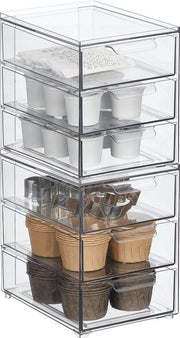 Scatola di stoccaggio in plastica per cucina e frigorifero - Organizzatore per snack, pasta, verdure ecc. - Set da 2 - Translucido