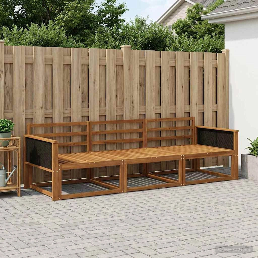 Set di divani da esterno 3 pz Naturale Legno di Acacia Massello 3382292