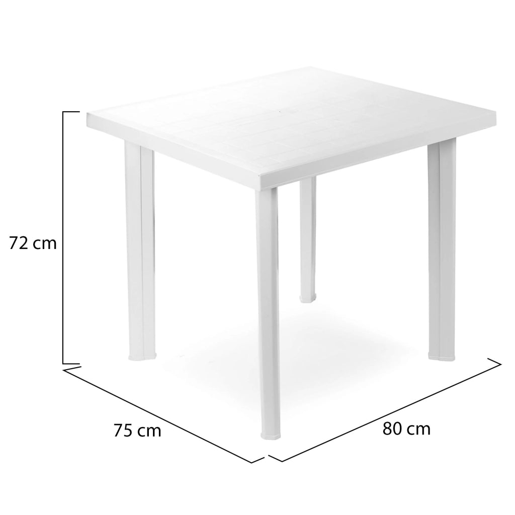 Tessner, Tavolo da Esterno 4 Posti Made in Italy, 80x75x72h cm Bianco