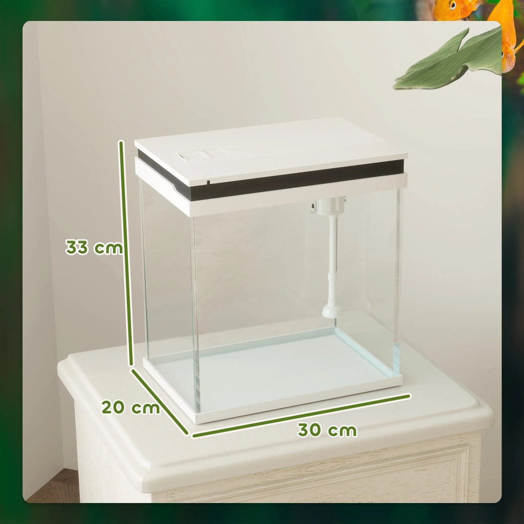 Acquario Completo 14L ¨C Xylo ¨C Vetro con Filtrazione LED Pompa 30x20x33cm Bianco
