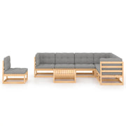 Set Salotto Giardino 8 pz Cuscini Antracite Legno Massello Pino 3076819