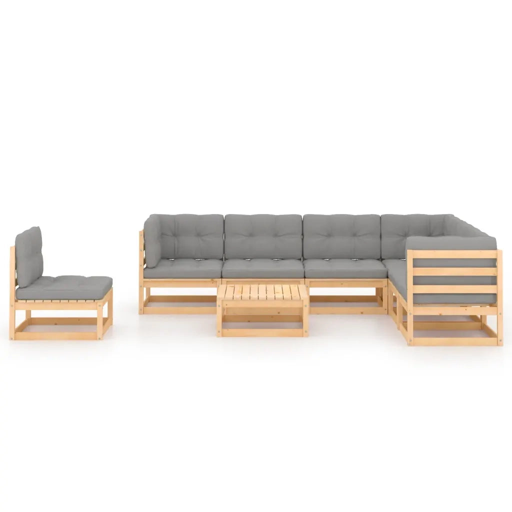 Set Salotto Giardino 8 pz Cuscini Antracite Legno Massello Pino 3076819