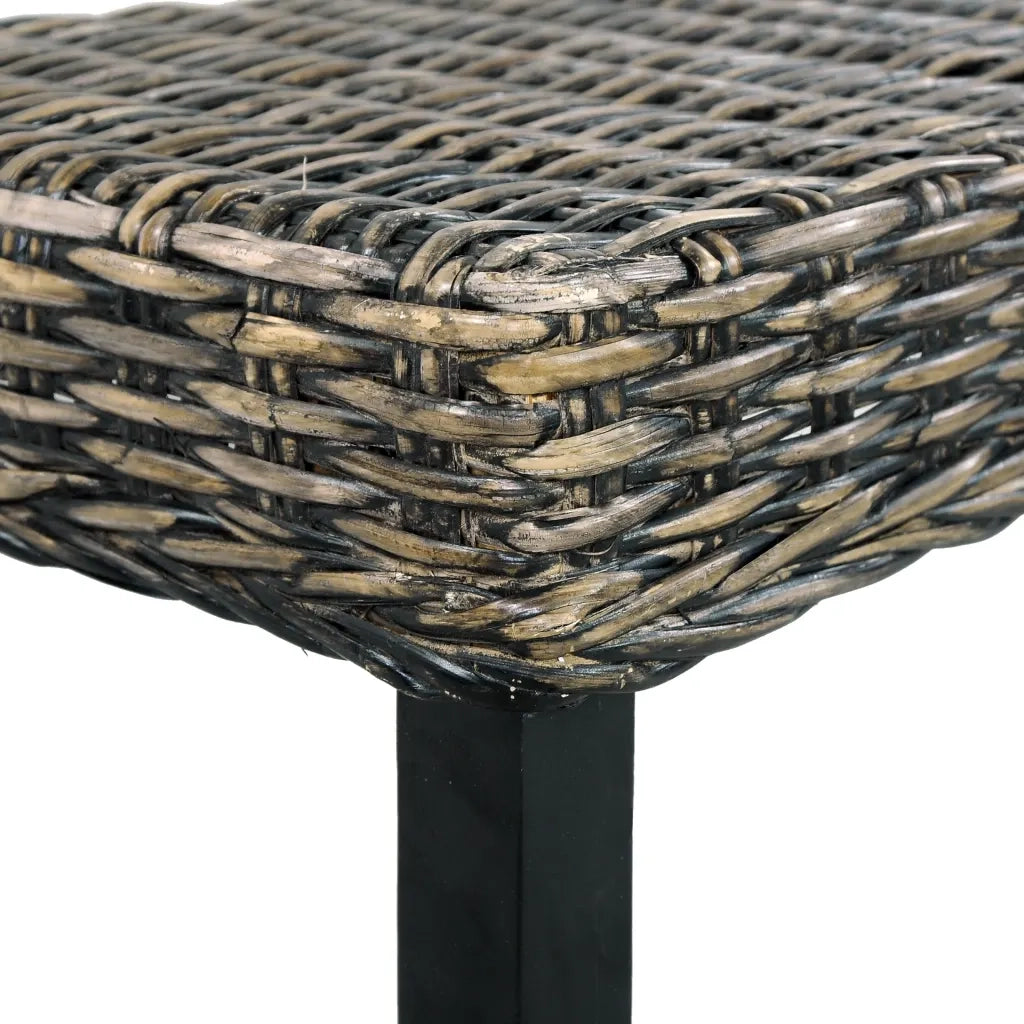 Panca 110 cm Nera in Rattan Naturale Kubu e Massello di Mogano 285790