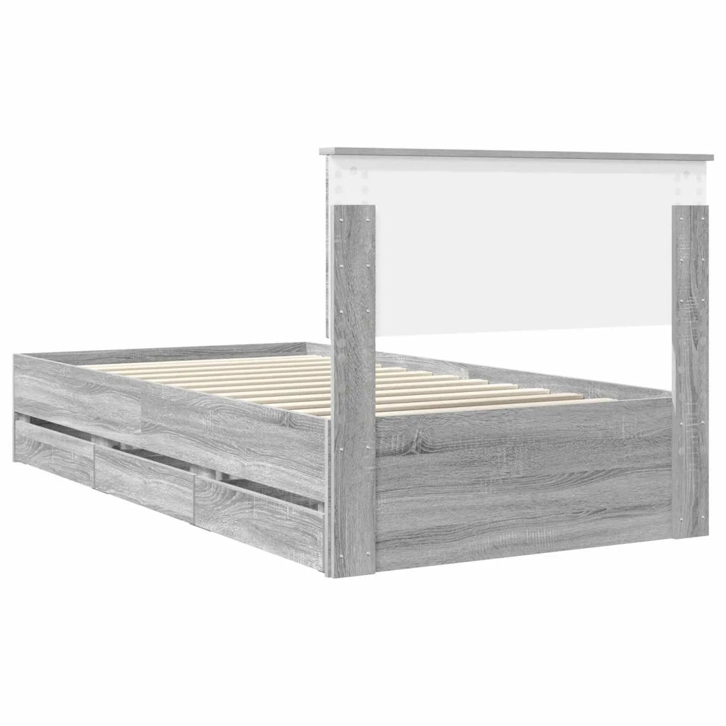 Struttura del letto con cassetto Grigio Sonoma 100 x 200 cm