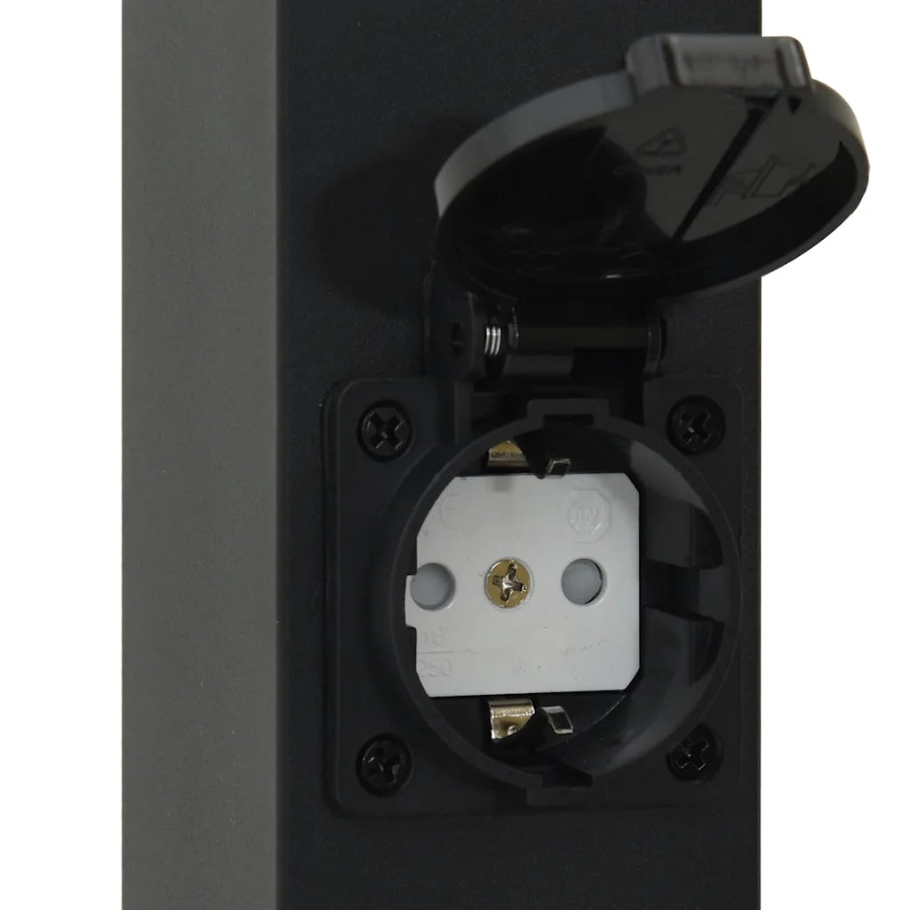 Lampioni a paletto con sensore e presa 3 pz 80 cm neri IP44 4006092