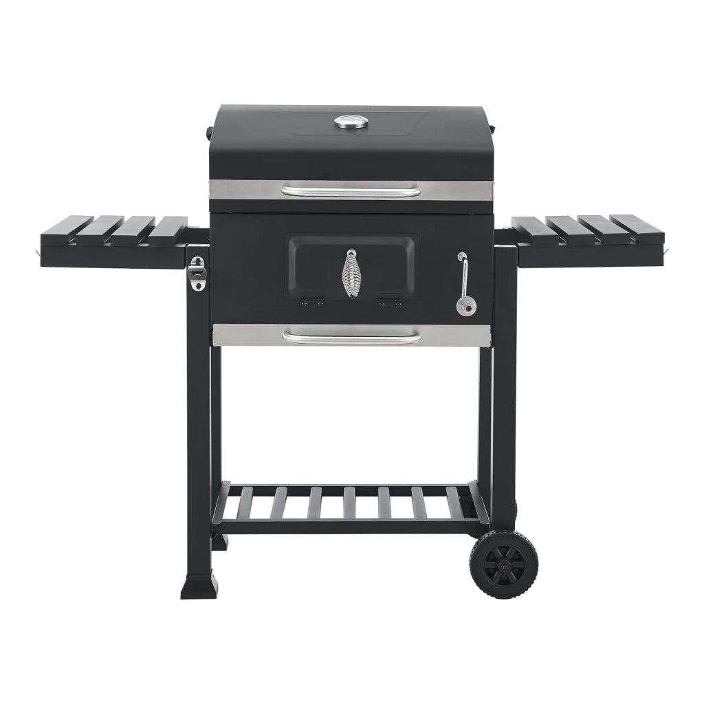 Carrello per barbecue a carbonella 105 x 135 x 48 cm nero 03_0009213