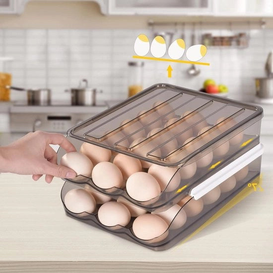 36 galline contenitore per uova Hivexagon con coperchio - cassa per uova a doppia pannellatura a rullo - dispenser uova con rotazione automatica - metodo intelligente - priorità per le uova più vecchie contenitore per uova a rullo a doppia pannellatura
