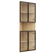 Vetrina angolare con 1 porta e LED - per soggiorno - in MDF - 62×32×160 cm - rovere