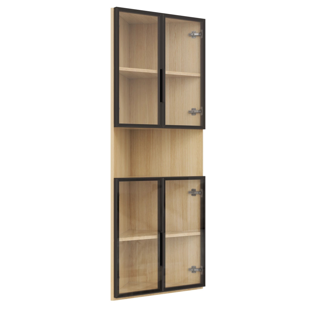Vetrina angolare con 1 porta e LED - per soggiorno - in MDF - 62×32×160 cm - rovere