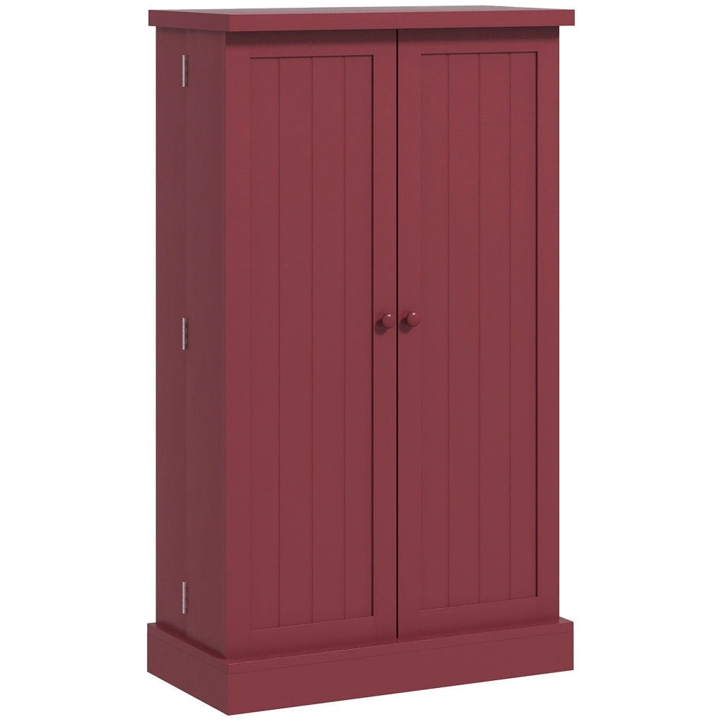 Armadio da Cucina 2 Ante con 5 Ripiani e 12 Portaspezie ¨C zephmum ¨C 60x30x104 cm Rosso