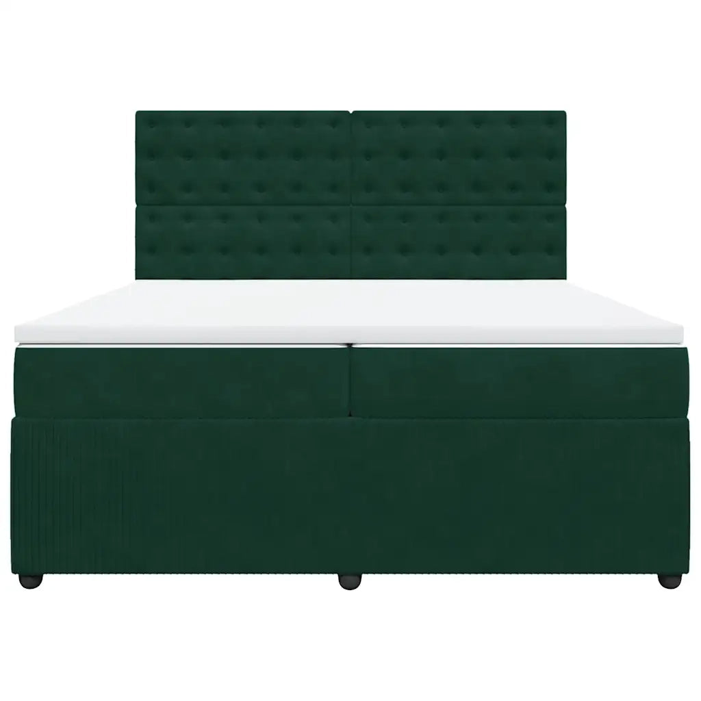 Giroletto a Molle con Materasso Verde Scuro 200x200 cm Velluto