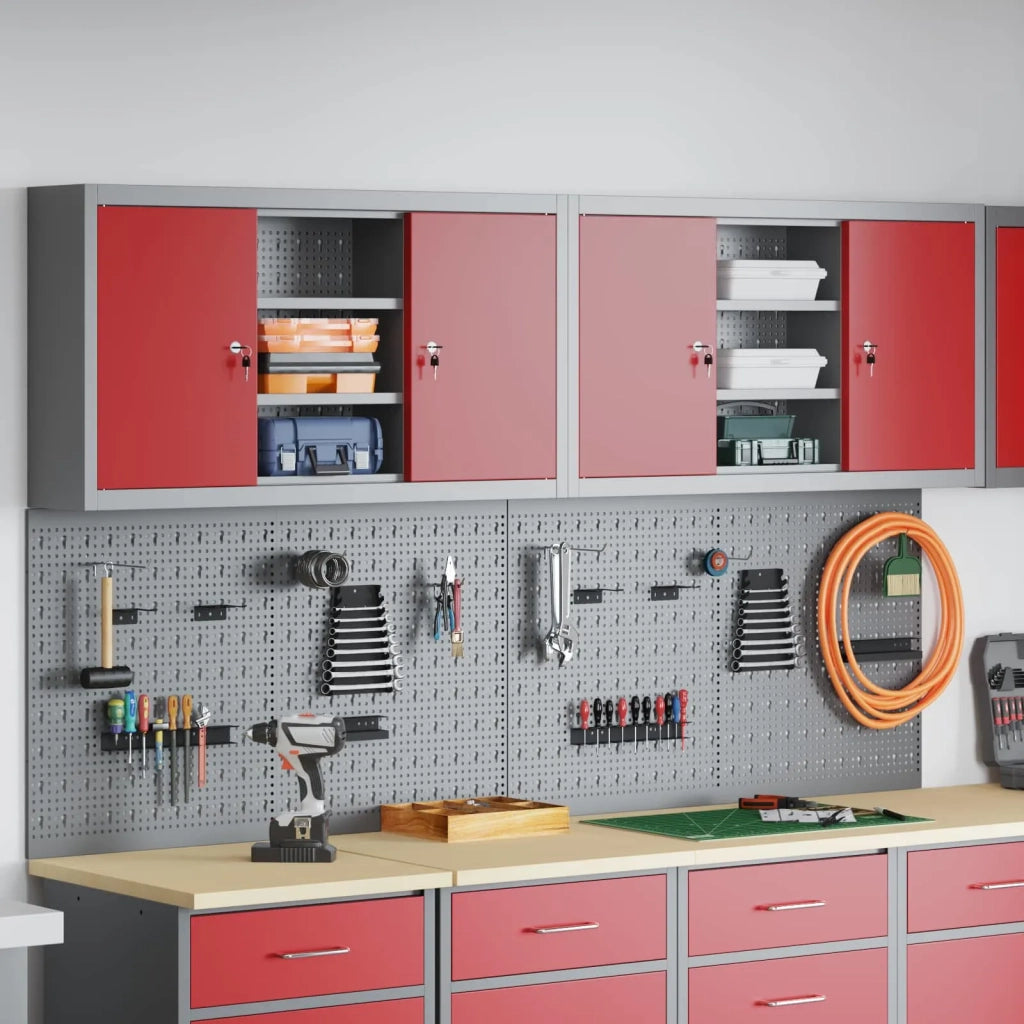 Set di armadi per attrezzi con lo scaffale 4 pcs Rosso 3321407