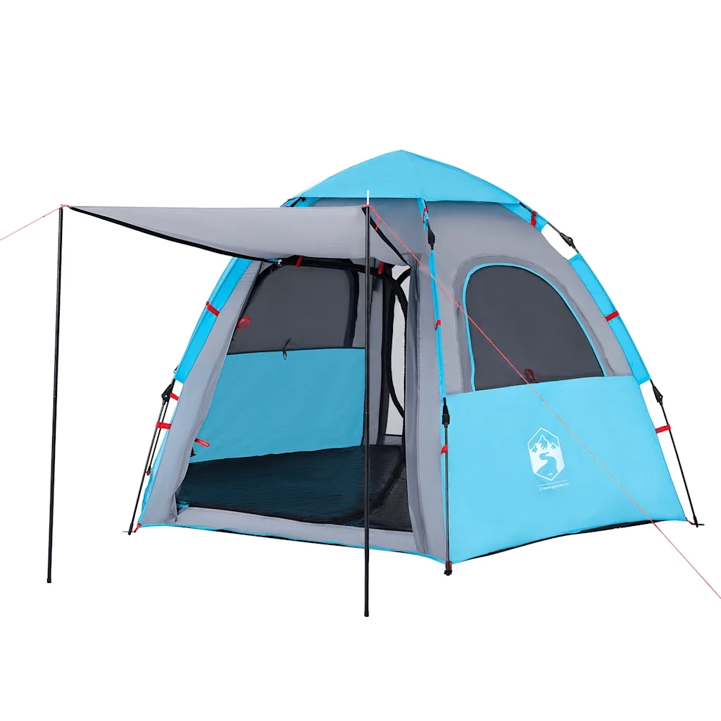 Tenda da Campeggio Cabina 4 Persone-Tenda per Escursionismo Blu a Rilascio Rapido 674376