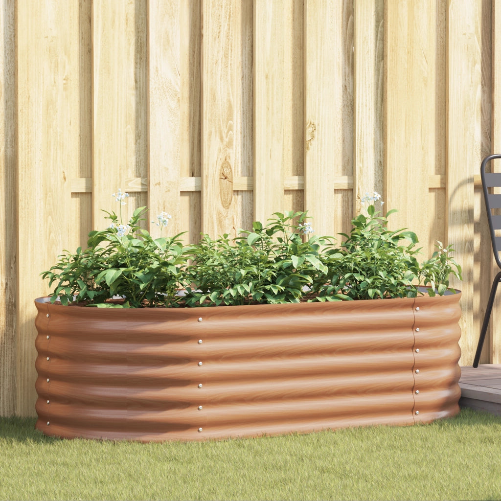 Letto da Giardino Rialzato Marrone con Aspetto Legno 160x80x44 cm Acciaio
