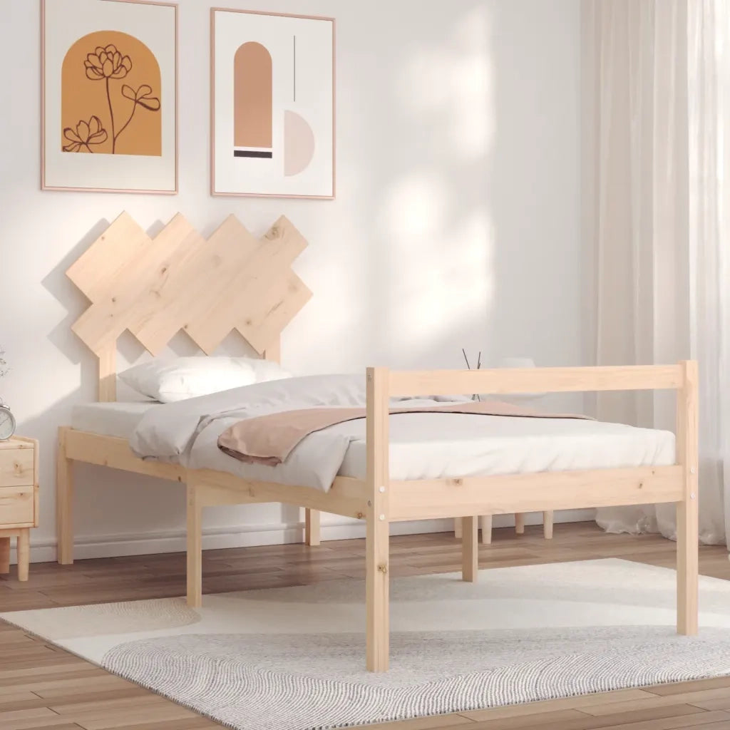 Letto per Anziani con Testiera-Struttura Letto per Anziani Single in Legno Massello 908611