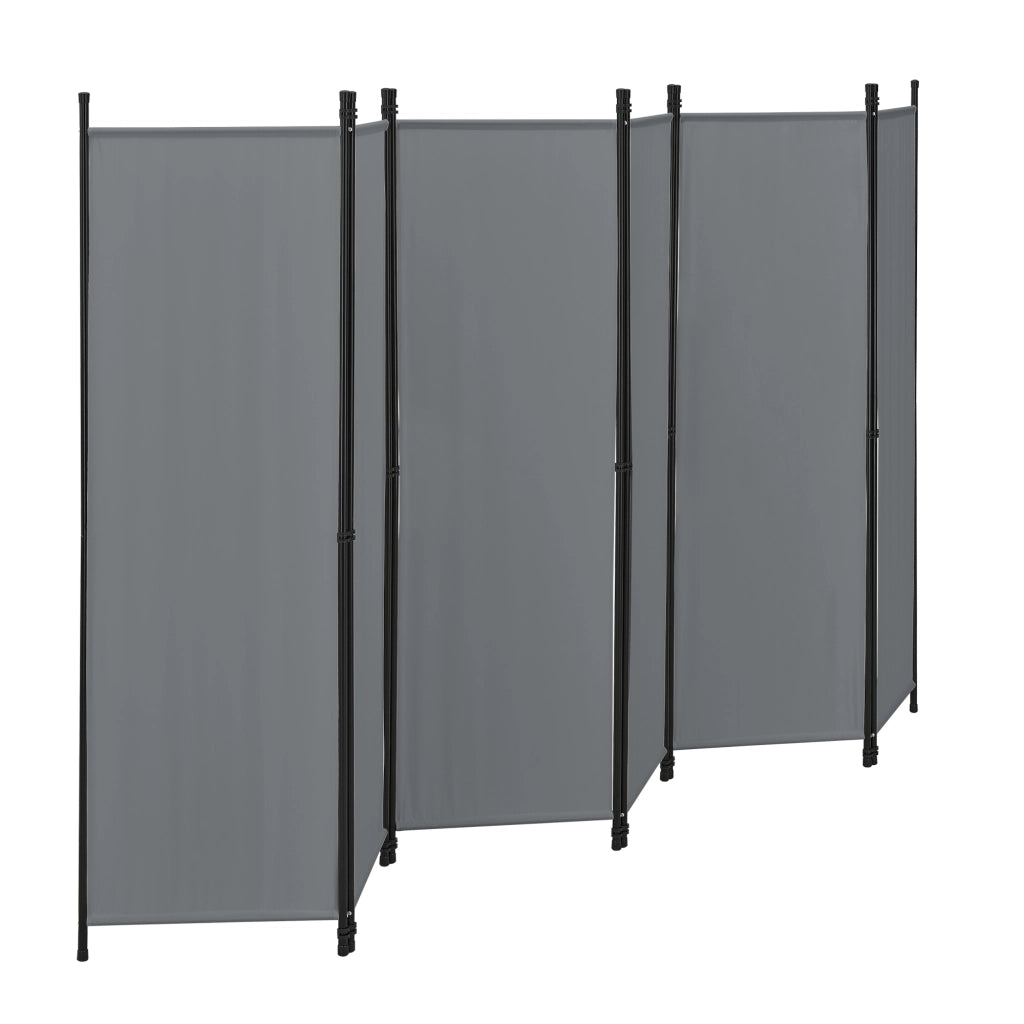 Paravento Huesca a 6 Pannelli Separé con Struttura Pieghevole (LxA) 300 x 171 cm - Grigio Scuro [en.casa]