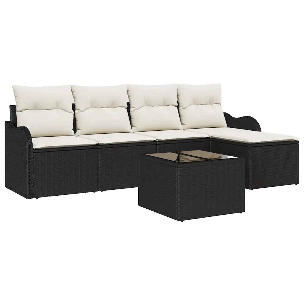 Set Divano da Giardino 6 pcs Nero polyrattan 3345667
