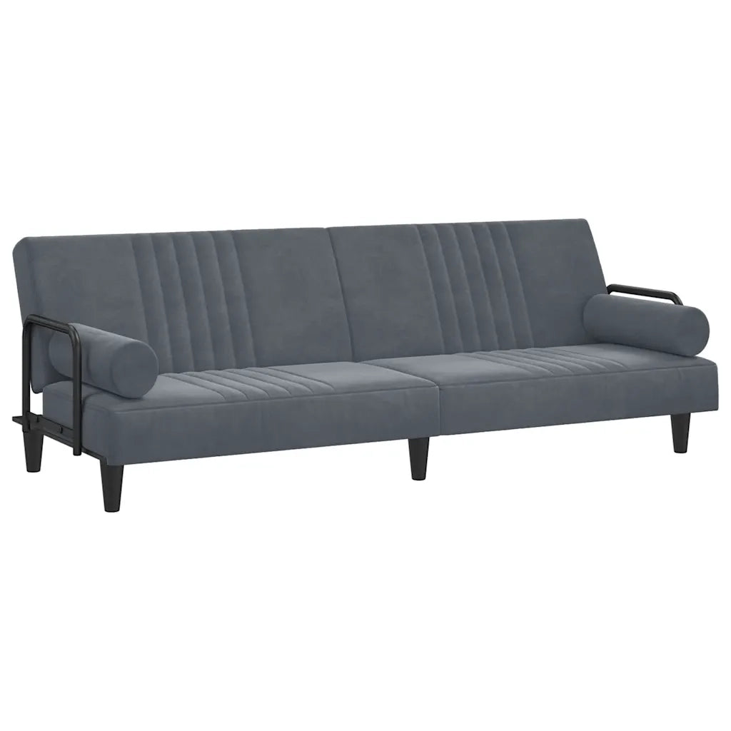 Divano letto | Sof¨¤ letto | Letto singolo con Braccioli Grigio Scuro in Velluto