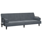 Divano letto | Sof¨¤ letto | Letto singolo con Braccioli Grigio Scuro in Velluto